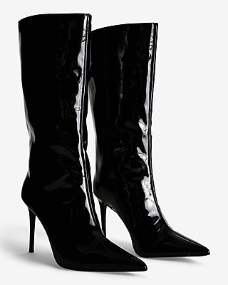 Faux Patent Leather Mid-calf Boots | Express display picture 2