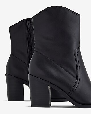 Leather Pointed Toe Ankle Boots