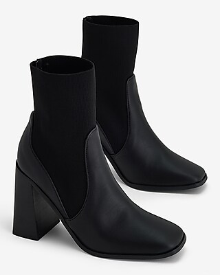 Block Heel Ankle Sock Boots