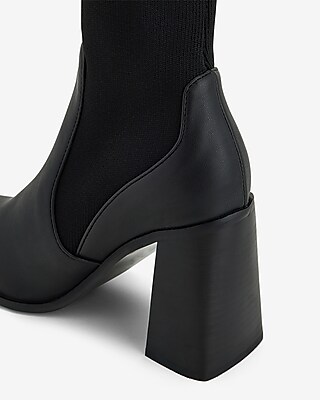 Block Heel Ankle Sock Boots