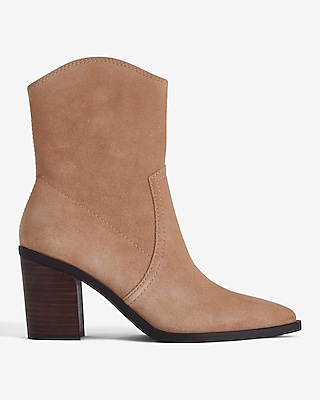 Opie, Slouched Suede Heeled Ankle Boots