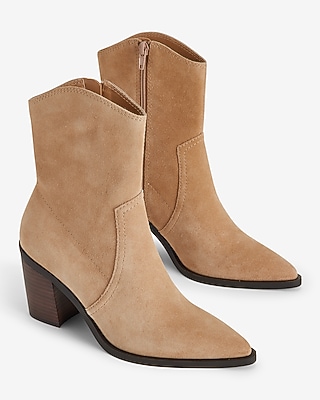 Suede Pointed Toe Ankle Boots