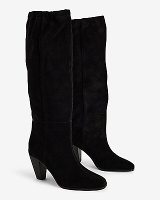 Brian Atwood x Express Suede Scrunch Mid-Calf Heeled Boots - thumbnail 7