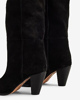 Brian Atwood x Express Suede Scrunch Mid-Calf Heeled Boots - thumbnail 9