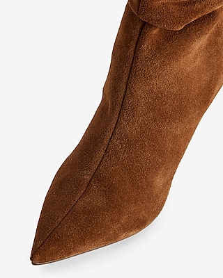 Brian Atwood x Express Suede Slouch Thin Heeled Boots
