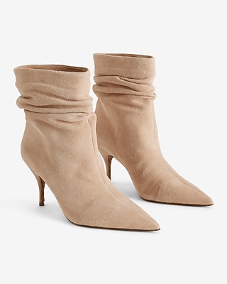 Brian Atwood x Express Suede Slouch Thin Heeled Boots