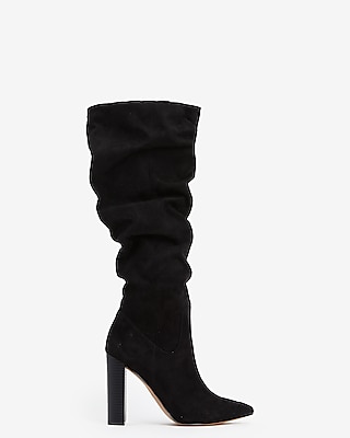 black suede slouch booties