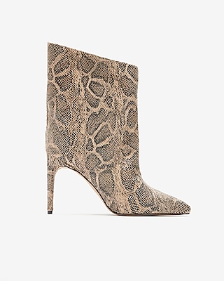 Snakeskin Textured Asymmetrical Booties 