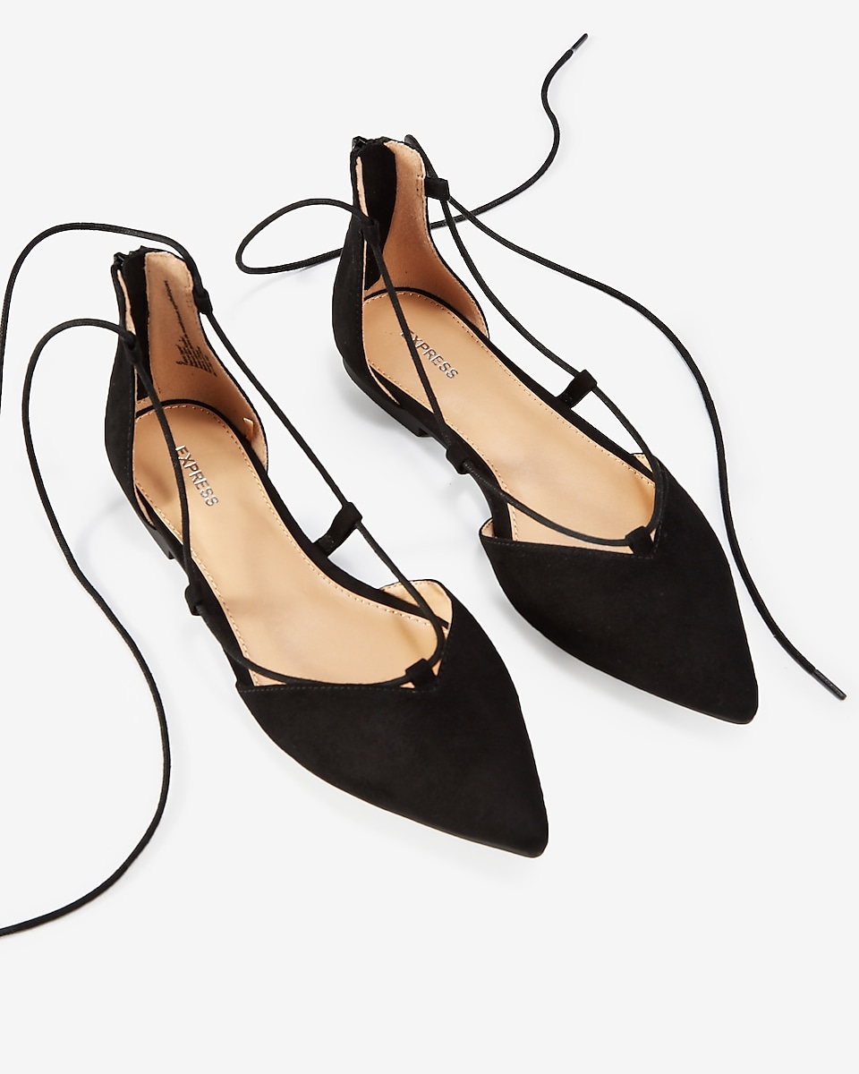 lace-up pointed toe flat