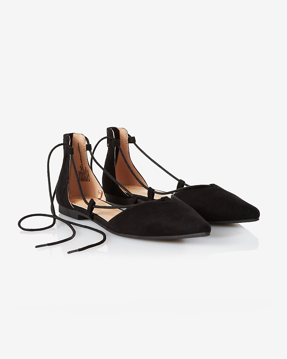 lace-up pointed toe flat
