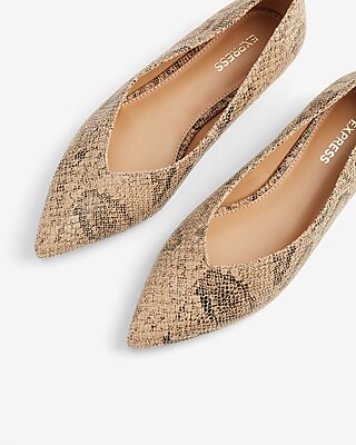 snake print pointed flats