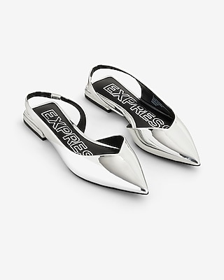 Pointed Toe Cutout Slingback Flats