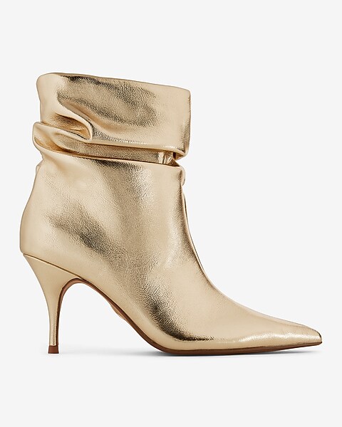 Brian Atwood X Express Metallic Slouch Thin Heeled Boots | Express