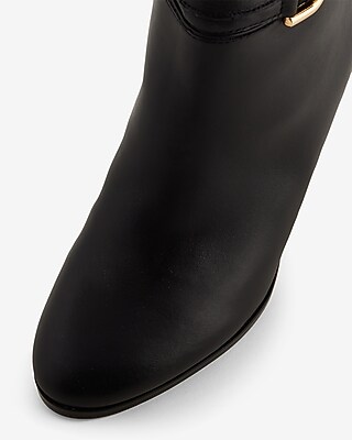 Leather Buckle Heeled Tall Boots - image 2