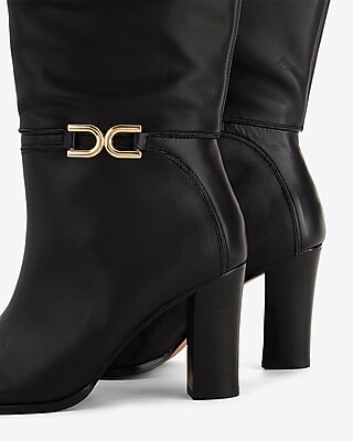 Leather Buckle Heeled Tall Boots | Express