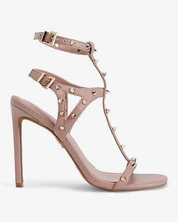 Gold Metallic Padded Double Strap High Heel Sandals