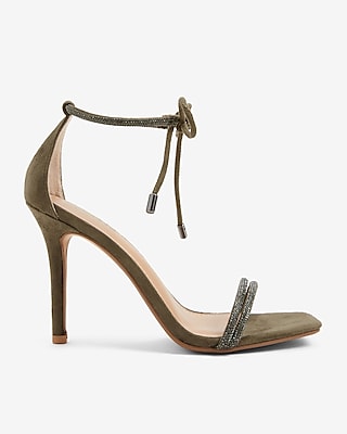 Express Embellished Tubular Ankle Tie Heeled Sandals