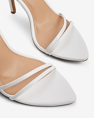 POINTY TOE CHAIN STRAP HEEL SANDAL:TRUE WHITE:7.5