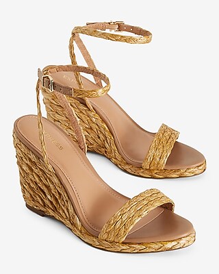 Woven Straw Wedge Sandals