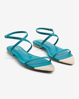 Metallic Pointed Toe Strappy Flat Sandals