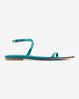 Metallic Pointed Toe Strappy Flat Sandals