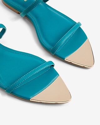 Metallic Pointed Toe Strappy Flat Sandals