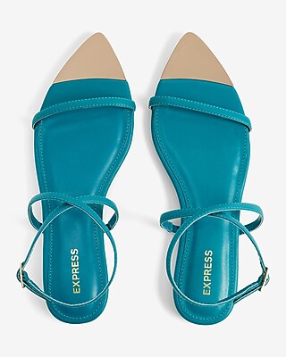 Metallic Pointed Toe Strappy Flat Sandals