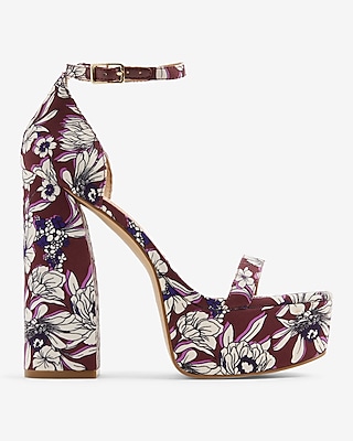 Floral Platform Heeled Sandals