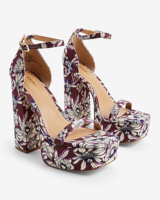 Floral Platform Heeled Sandals