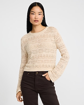 Open Stitch Crew Neck Sweater