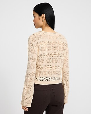 Open Stitch Crew Neck Sweater