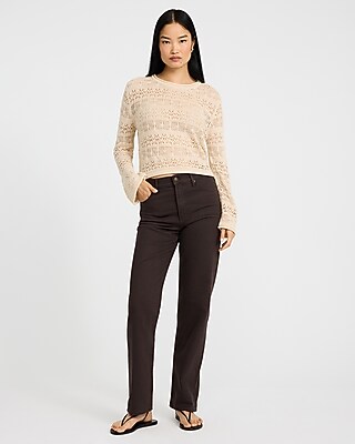 Open Stitch Crew Neck Sweater