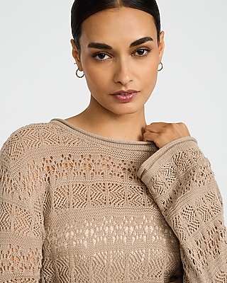 Open Stitch Crew Neck Sweater - thumbnail 6