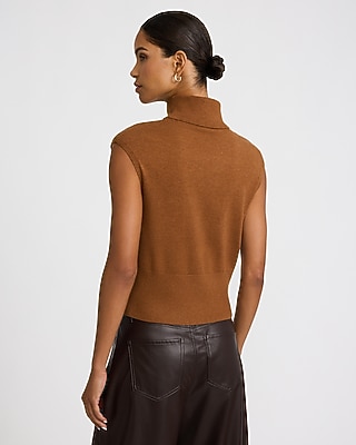 Skimming Turtleneck Cap Sleeve Sweater Airy Soft