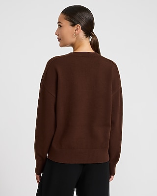 Oversized Crew Neck Henley Sweater Cozy Soft
