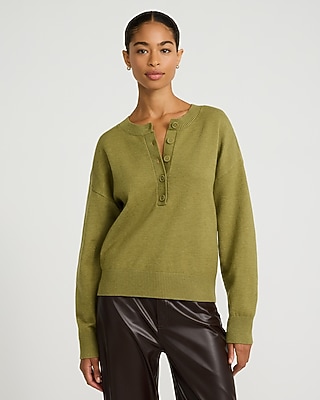 Oversized Crew Neck Henley Sweater in Cozy Soft - thumbnail 6