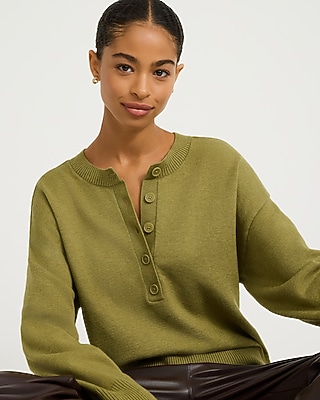 Oversized Crew Neck Henley Sweater in Cozy Soft - thumbnail 7