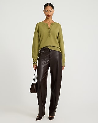 Oversized Crew Neck Henley Sweater in Cozy Soft - thumbnail 9