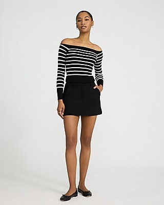 Ribbed Off The Shoulder Striped Sweater - image 3