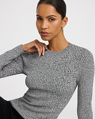 Fitted Ribbed Crew Neck Sweater Silky Soft