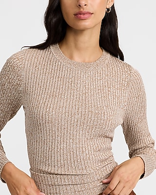 Fitted Ribbed Crew Neck Sweater Silky Soft