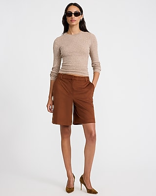 Fitted Ribbed Crew Neck Sweater Silky Soft