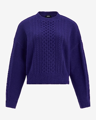 Relaxed Cable Knit Crew Neck Sweater