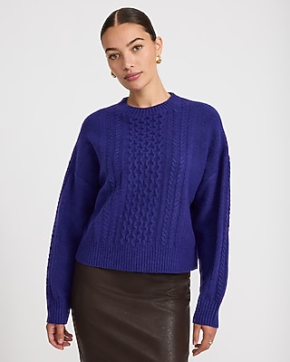 Relaxed Cable Knit Crew Neck Sweater