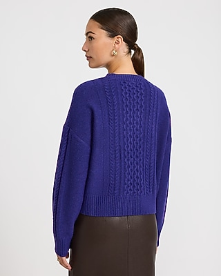 Relaxed Cable Knit Crew Neck Sweater