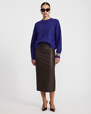 Relaxed Cable Knit Crew Neck Sweater