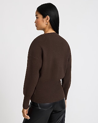 Wool-Blend V-Neck Banded Cutaway Cardigan