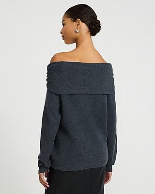 Off The Shoulder Hardware Draped Sweater in Airy Soft - thumbnail 3