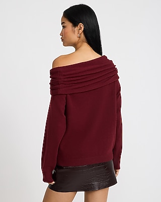 Off The Shoulder Hardware Draped Sweater in Airy Soft - thumbnail 8