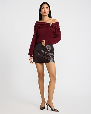 Off The Shoulder Hardware Draped Sweater in Airy Soft - thumbnail 9